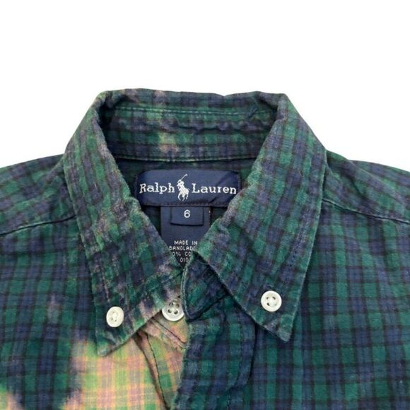 Ralph Lauren Boys’ Bleached Plaid Shirt Size 6 - Picture 2 of 3